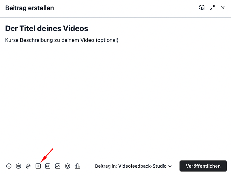 Video-Symbol im Beitrags-Editor